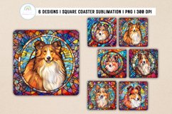 Stained Glass Sheltie Square Coaster Sublimation Bundle Product Image 1
