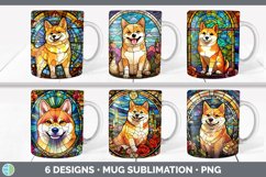 Bundle of six Painted Glass Shiba Inu Mug Wrap designs.