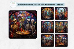 Stained Glass Party Skeleton Square Coaster Sublimation Product Image 1