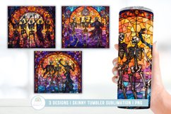 Stained Glass Skeleton Halloween Tumbler Sublimation Product Image 1