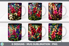 Bundle of six Watercolor Snapdragons Mug Wrap designs.