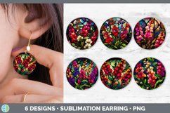 Bundle of six Watercolor Snapdragons Round Earrings designs.