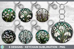 Bundle of six Floral Snowdrops Keychain designs.