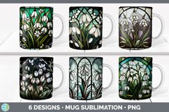 Bundle of six Floral Snowdrops Mug Wrap designs.