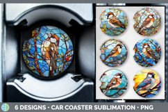 Bundle of six Painted Glass Sparrows Car Coaster designs.