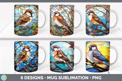 Bundle of six Painted Glass Sparrows Mug Wrap designs.