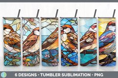 Bundle of six Painted Glass Sparrows Tumbler designs.