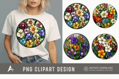 Watercolor Stained Glass Spring Flowers Clipart Product Image 1