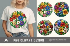 Watercolor Stained Glass Spring Flowers Clipart Product Image 1