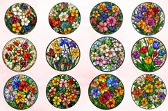 Watercolor Stained Glass Spring Flowers Clipart Bundle Product Image 2