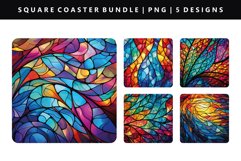 Stained Glass Square Coaster Design | Square Coaster PNG Product Image 1