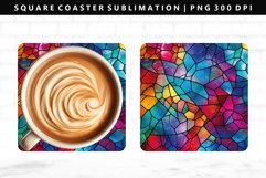 Stained Glass Square Coaster Design | Square Coaster PNG Product Image 1