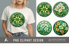 Stained Glass St.Patrick&#039;s Day Flowers Clipart Product Image 1
