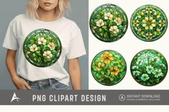 Stained Glass St.Patrick&#039;s Day Flowers Clipart Product Image 1
