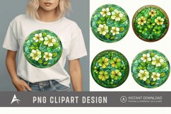 Stained Glass St.Patrick&#039;s Day Flowers Clipart Product Image 1