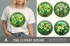 Stained Glass St.Patrick&#039;s Day Flowers Clipart Product Image 1