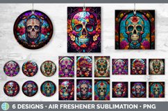 Bundle of six Painted Glass Sugar  Skulls Air Freshener designs.