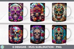Bundle of six Painted Glass Sugar  Skulls Mug Wrap designs.