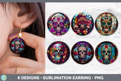 Bundle of six Painted Glass Sugar  Skulls Round Earrings designs.