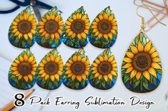 Stained Glass Sunflower Earring teardrop sublimation design Product Image 1