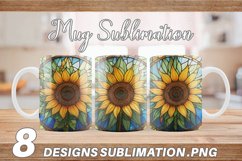 Stained Glass Sunflower Mug sublimation design Product Image 1