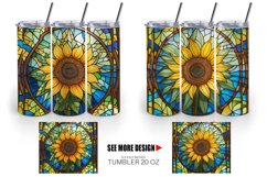 Stained Glass Sunflower Tumbler Sublimation Wrap Product Image 2