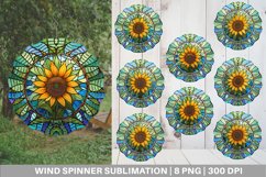 Wind Spinner Stained Glass Sunflower | Sublimation Spinner Product Image 1