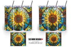 Stained Glass Sunflower Tumbler Sublimation Wrap Product Image 3