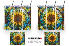 Stained Glass Sunflower Tumbler Sublimation Wrap Product Image 4
