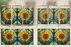 Stained Glass Sunflower Glass Can Wraps Product Image 6