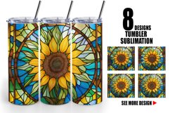 Stained Glass Sunflower Tumbler Sublimation Wrap Product Image 1