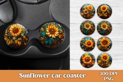 Sunflower car coaster sublimation design bundle, stained glass car coaster, sunflower stained glass sublimation.