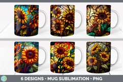 Bundle of six Painted Glass Sunflowers Mug Wrap designs.