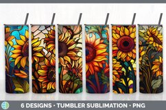 Bundle of six Painted Glass Sunflowers Tumbler designs.