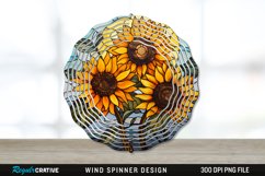Stained Glass Sunflower Flowers Wind Spinner Sublimation PNG Product Image 1