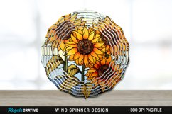 Stained Glass Sunflower Flowers Wind Spinner Sublimation PNG Product Image 1