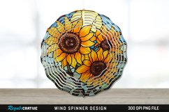 Stained Glass Sunflower Flowers Wind Spinner Sublimation PNG Product Image 1