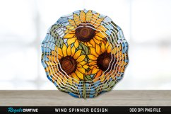 Stained Glass Sunflower Flowers Wind Spinner Sublimation PNG Product Image 1