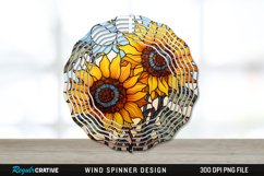 Stained Glass Sunflower Flowers Wind Spinner Sublimation PNG Product Image 1