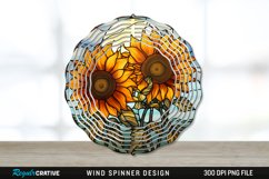 Stained Glass Sunflower Flowers Wind Spinner Sublimation PNG Product Image 1