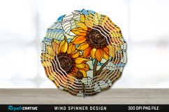 Stained Glass Sunflower Flowers Wind Spinner Sublimation PNG Product Image 1
