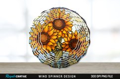 Stained Glass Sunflower Flowers Wind Spinner Sublimation PNG Product Image 1