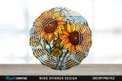 Stained Glass Sunflower Flowers Wind Spinner Sublimation PNG Product Image 1