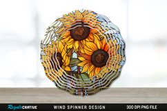 Stained Glass Sunflower Flowers Wind Spinner Sublimation PNG Product Image 1