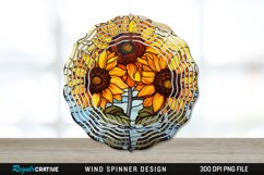 Stained Glass Sunflower Flowers Wind Spinner Sublimation PNG Product Image 1