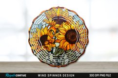 Stained Glass Sunflower Flowers Wind Spinner Sublimation PNG Product Image 1