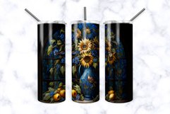 Stained Glass Sunflowers 20 oz Skinny Tumbler Wrap Product Image 2