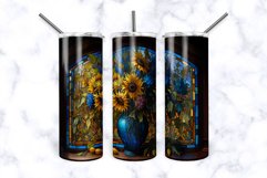 Stained Glass Sunflowers 20 oz Skinny Tumbler Wrap Product Image 1