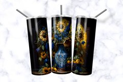 Stained Glass Sunflowers 20 oz Skinny Tumbler Wrap Product Image 1