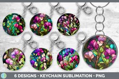 Bundle of six Watercolor Sweet Peas Keychain designs.